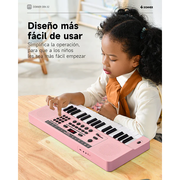 Donner DEK-32 Teclado Electrónico de 32 Mini Teclas para Niños y Principiantes Rosa EC7498 6