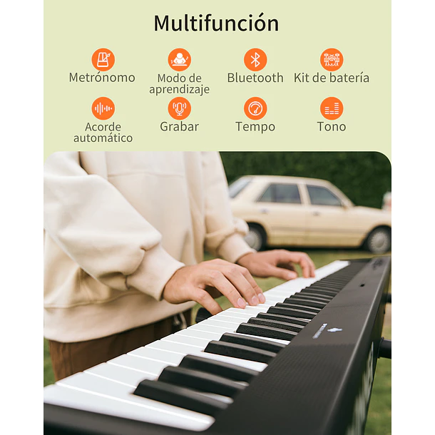 Donner DP-10 Piano Digital Plegable 88 Teclas Semipesadas Ultracompacto con Bluetooth EC6856 5