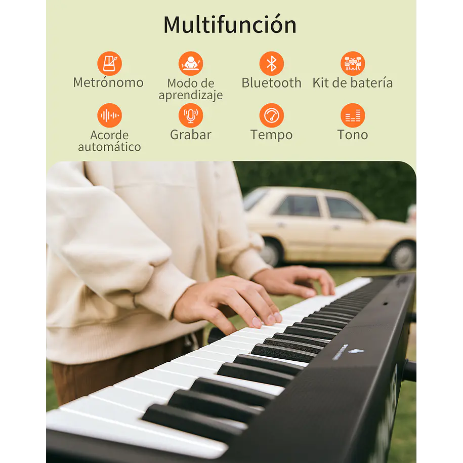 Donner DP-10 Piano Digital Plegable 88 Teclas Semipesadas Ultracompacto con Bluetooth EC6856 5
