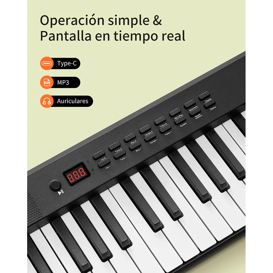 Donner DP-10 Piano Digital Plegable 88 Teclas Semipesadas Ultracompacto con Bluetooth EC6856 7
