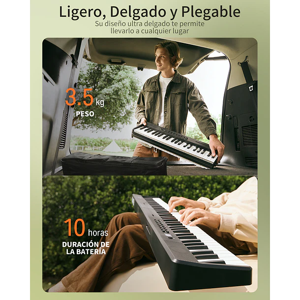 Donner DP-10 Piano Digital Plegable 88 Teclas Semipesadas Ultracompacto con Bluetooth EC6856 10