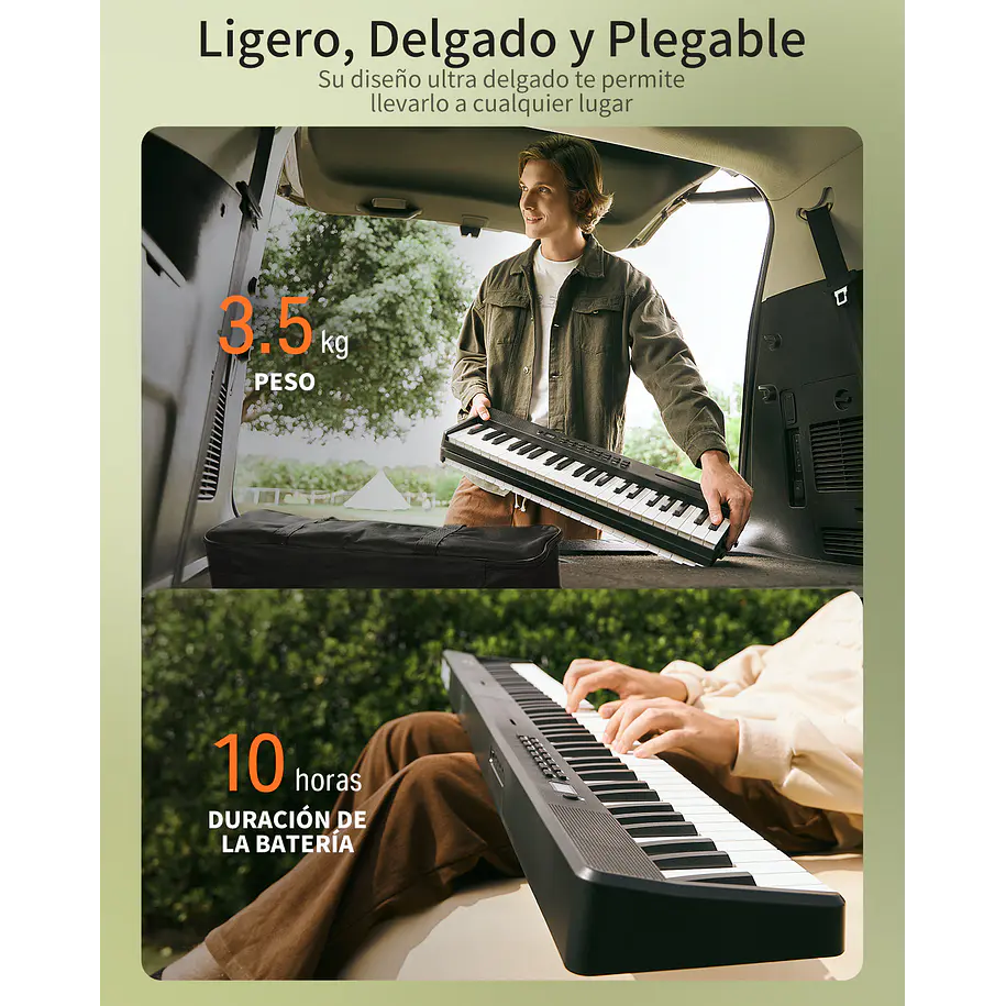 Donner DP-10 Piano Digital Plegable 88 Teclas Semipesadas Ultracompacto con Bluetooth EC6856 10