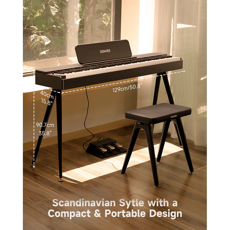 Donner OURA S100 Piano Digital 88 Teclas Acción de Martillo Graduada con Mueble Negro EC7134 3