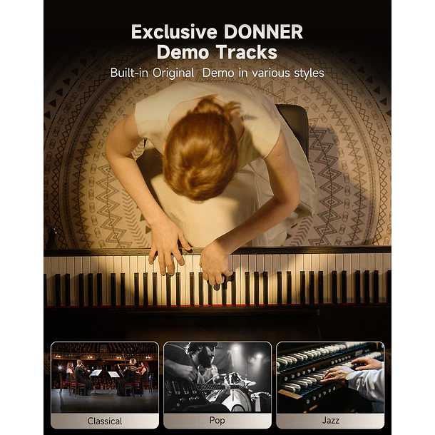 Donner OURA S100 Piano Digital 88 Teclas Acción de Martillo Graduada con Mueble Negro EC7134 7