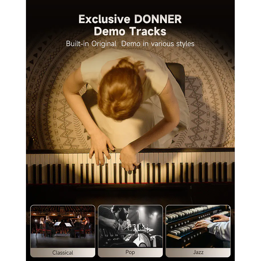 Donner OURA S100 Piano Digital 88 Teclas Acción de Martillo Graduada con Mueble Negro EC7134 7
