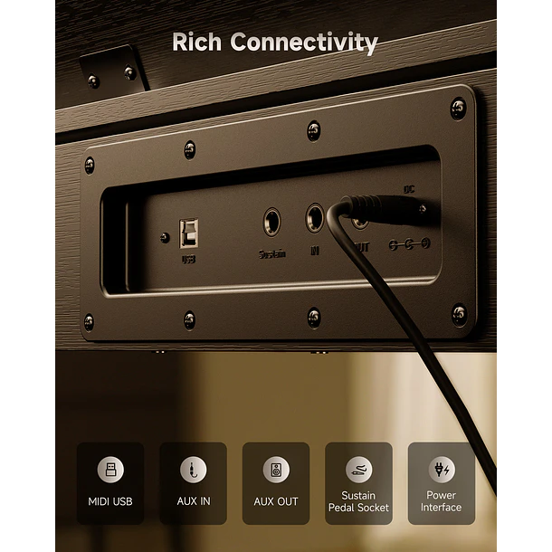 Donner OURA S100 Piano Digital 88 Teclas Acción de Martillo Graduada con Mueble Negro EC7134 8