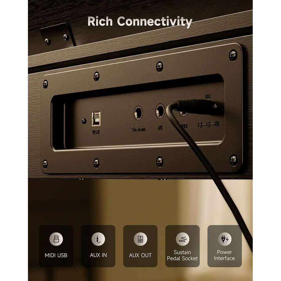 Donner OURA S100 Piano Digital 88 Teclas Acción de Martillo Graduada con Mueble Negro EC7134 8