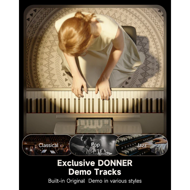 Donner OURA S100 Piano Digital 88 Teclas Acción de Martillo Graduada con Mueble Blanco EC7234 5
