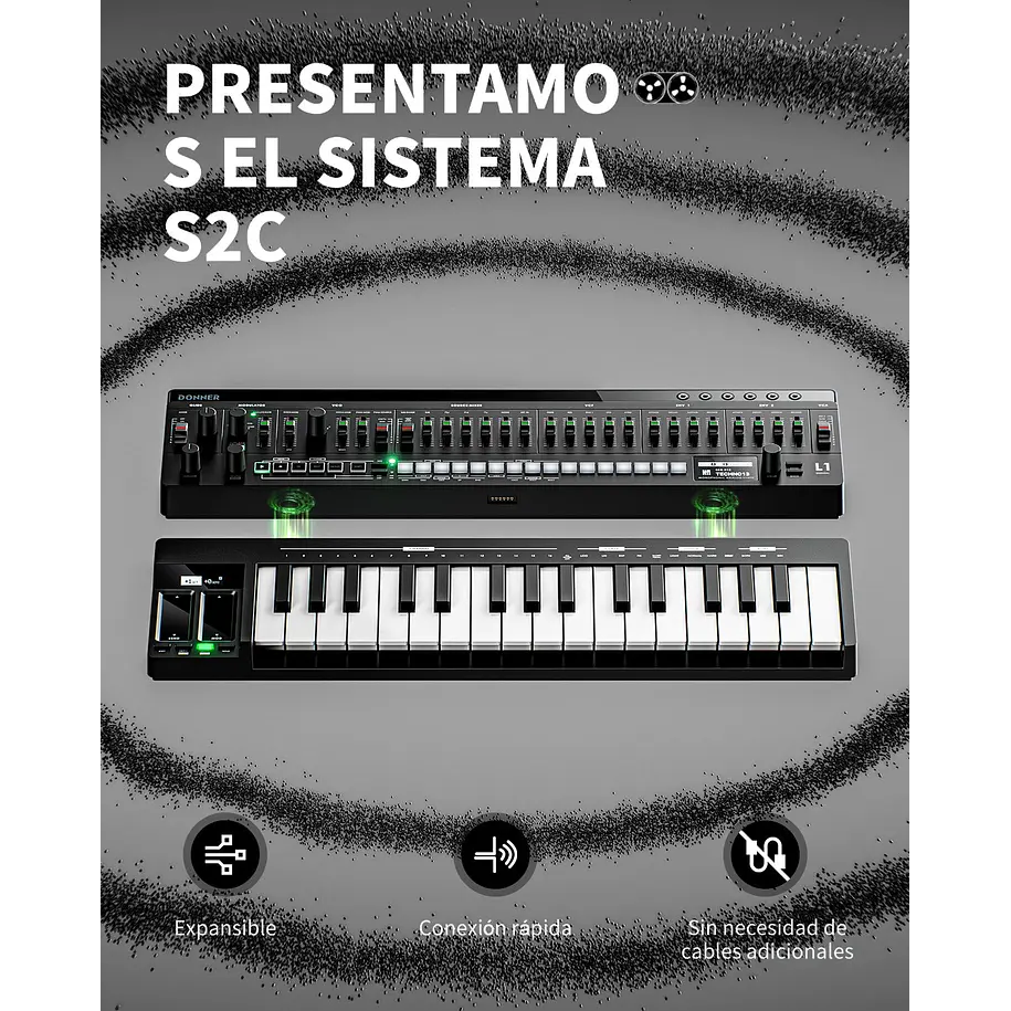 Donner ESSENTIAL L1 Sintetizador Analógico Monofónico con Secuenciador de 64 Pasos y CV/GATE EC7075 7