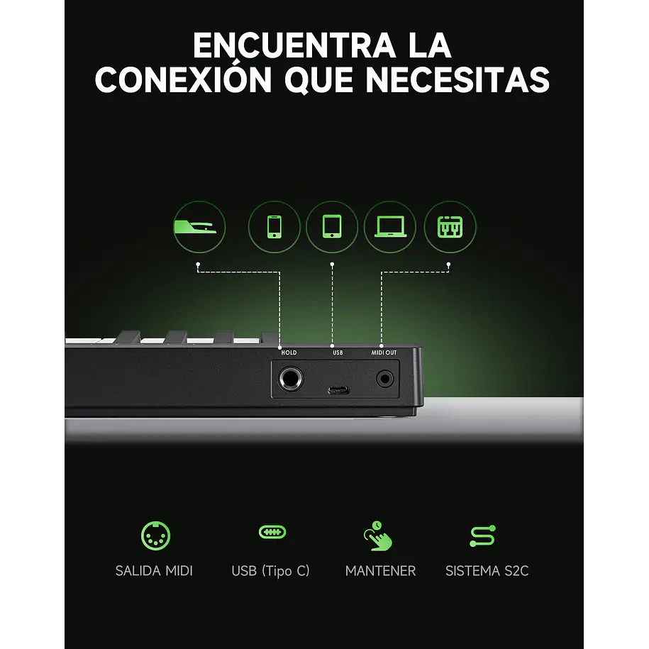 Donner KB-32M Teclado MIDI 32 Teclas con Conexión Magnética Snap2Connect para Serie ESSENTIAL EC6966 6