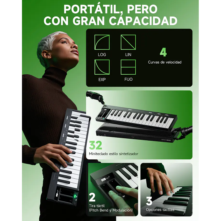 Donner KB-32M Teclado MIDI 32 Teclas con Conexión Magnética Snap2Connect para Serie ESSENTIAL EC6966 7