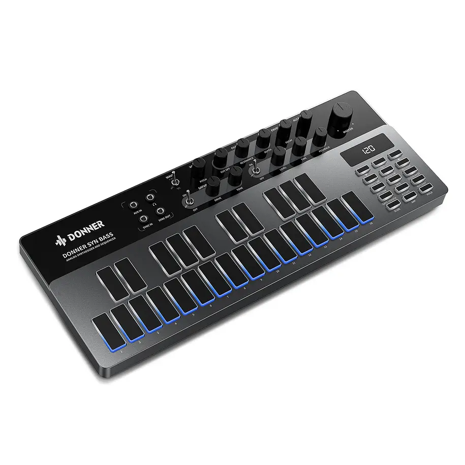 Donner ESSENTIAL B1 Sintetizador de Bajo Analógico con Secuenciador y Efectos Saturación y Delay EC6693 1