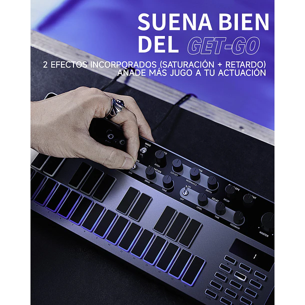 Donner ESSENTIAL B1 Sintetizador de Bajo Analógico con Secuenciador y Efectos Saturación y Delay EC6693 3