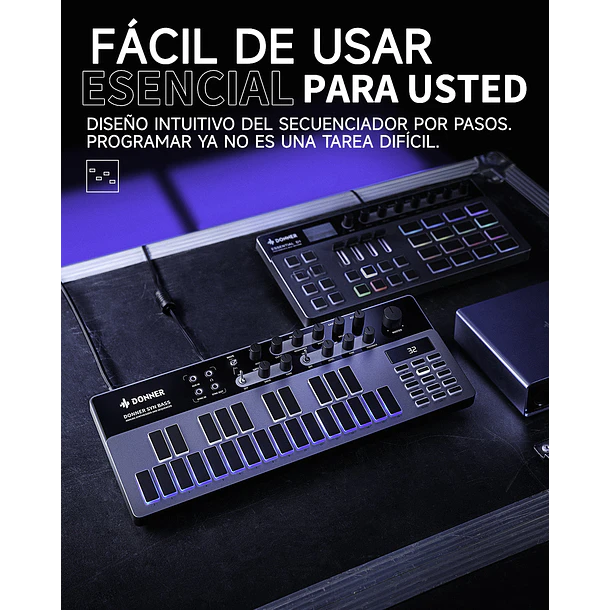 Donner ESSENTIAL B1 Sintetizador de Bajo Analógico con Secuenciador y Efectos Saturación y Delay EC6693 5