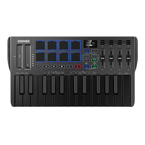 Donner DMK-25 PRO Controlador MIDI 25 Mini Teclas con 8 Pads Pantalla OLED y Barra Táctil EC3360 1