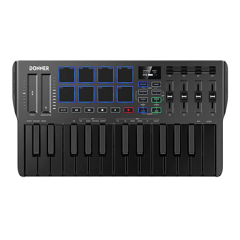 Donner DMK-25 PRO Controlador MIDI 25 Mini Teclas con 8 Pads Pantalla OLED y Barra Táctil EC3360 1