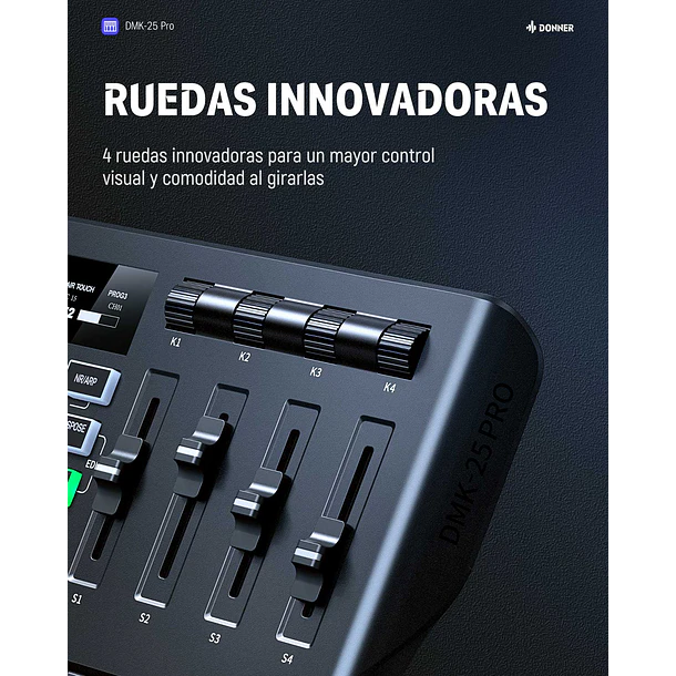 Donner DMK-25 PRO Controlador MIDI 25 Mini Teclas con 8 Pads Pantalla OLED y Barra Táctil EC3360 6