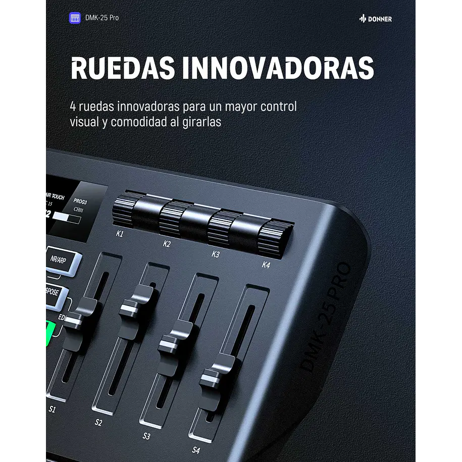 Donner DMK-25 PRO Controlador MIDI 25 Mini Teclas con 8 Pads Pantalla OLED y Barra Táctil EC3360 6