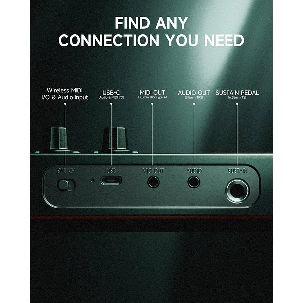 Donner STARRYKEY-37 PLAY Controlador MIDI 37 Teclas con 128 Sonidos FM 16 Pads y Conexión Inalámbrica EC7177 10