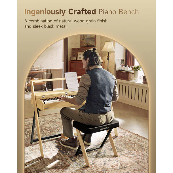 Donner DKB-300 Banco para Piano con Cojín Acolchado de 8 cm Madera Clara EC7087 4