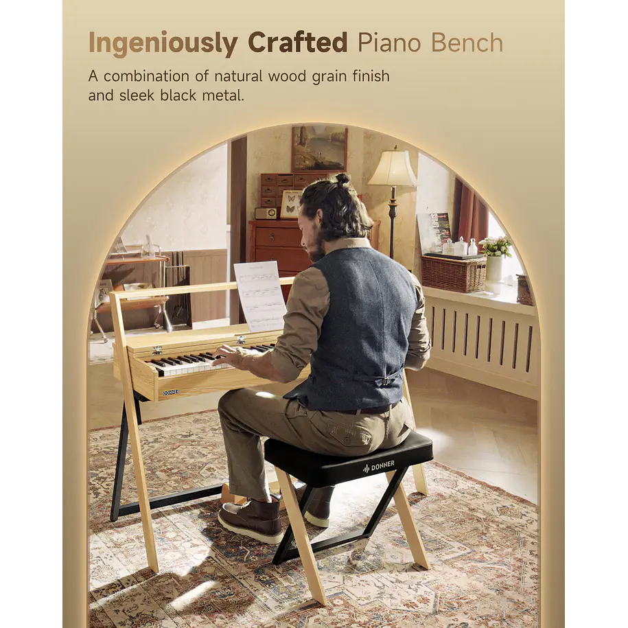 Donner DKB-300 Banco para Piano con Cojín Acolchado de 8 cm Madera Clara EC7087 4