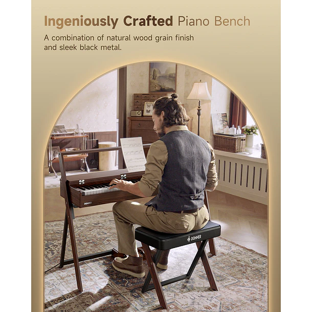 Donner DKB-300 Banco para Piano con Cojín Acolchado de 8 cm Nogal EC7089 5