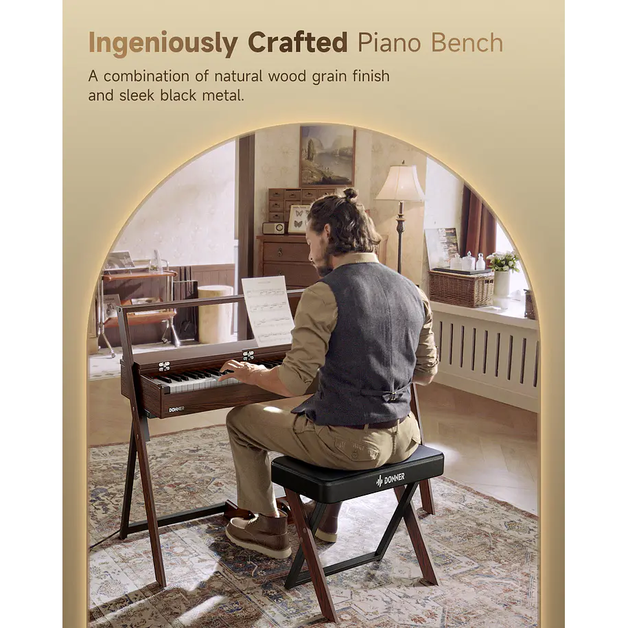 Donner DKB-300 Banco para Piano con Cojín Acolchado de 8 cm Nogal EC7089 5