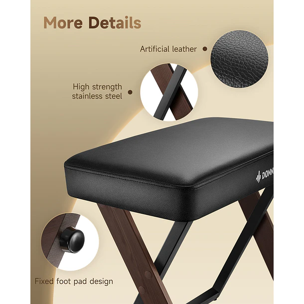 Donner DKB-300 Banco para Piano con Cojín Acolchado de 8 cm Nogal EC7089 8
