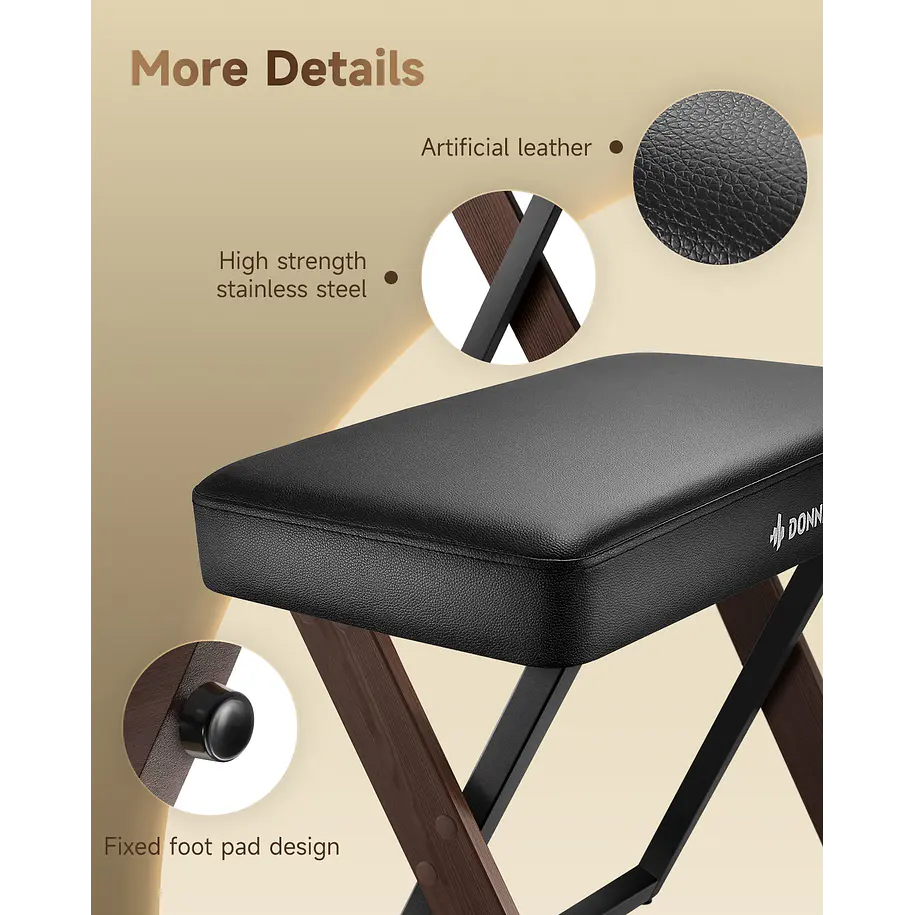 Donner DKB-300 Banco para Piano con Cojín Acolchado de 8 cm Nogal EC7089 8