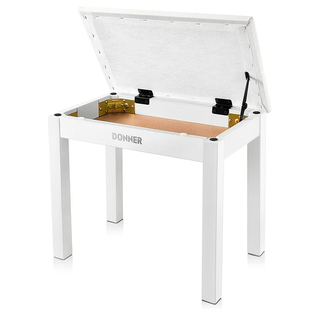 Donner DKB-10 Banco para Piano de Madera Maciza con Almacenamiento Blanco EC6612 1