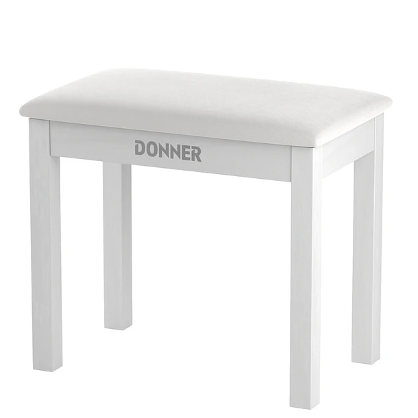 Donner DKB-10 Banco para Piano de Madera Maciza con Almacenamiento Blanco EC6612 2