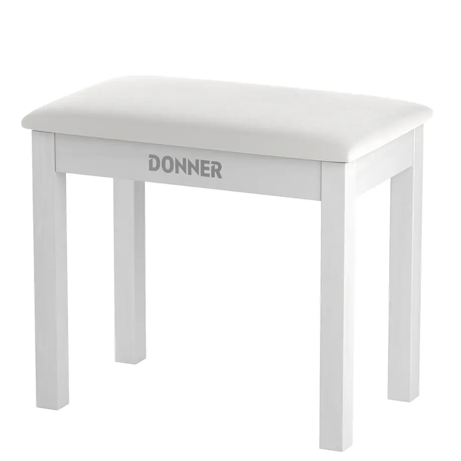 Donner DKB-10 Banco para Piano de Madera Maciza con Almacenamiento Blanco EC6612 2