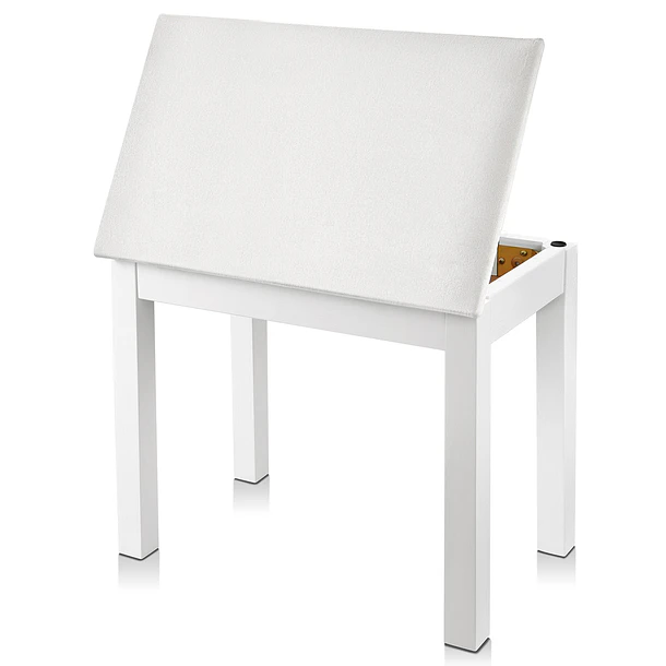 Donner DKB-10 Banco para Piano de Madera Maciza con Almacenamiento Blanco EC6612 3