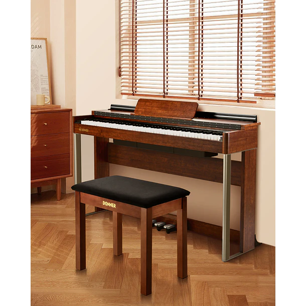 Donner DKB-10 Banco para Piano de Madera Maciza con Almacenamiento Marrón EC6634 4