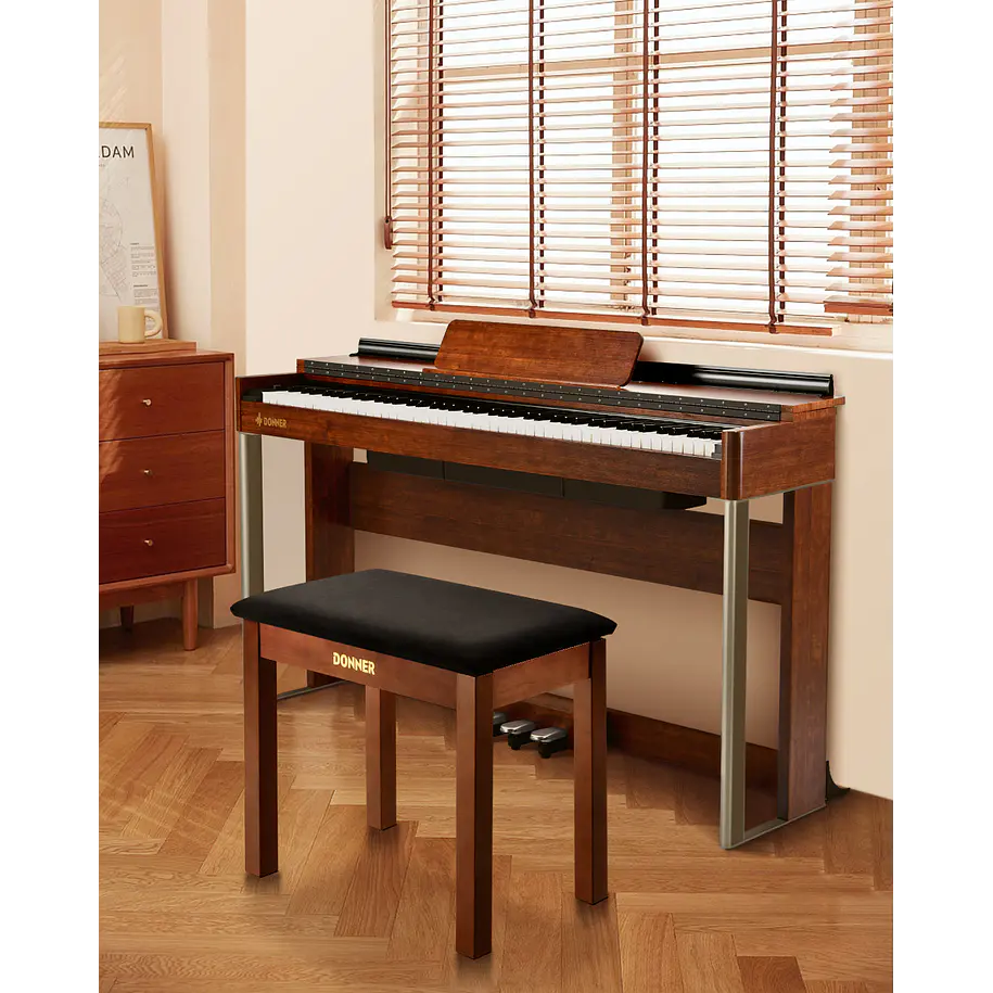 Donner DKB-10 Banco para Piano de Madera Maciza con Almacenamiento Marrón EC6634 4
