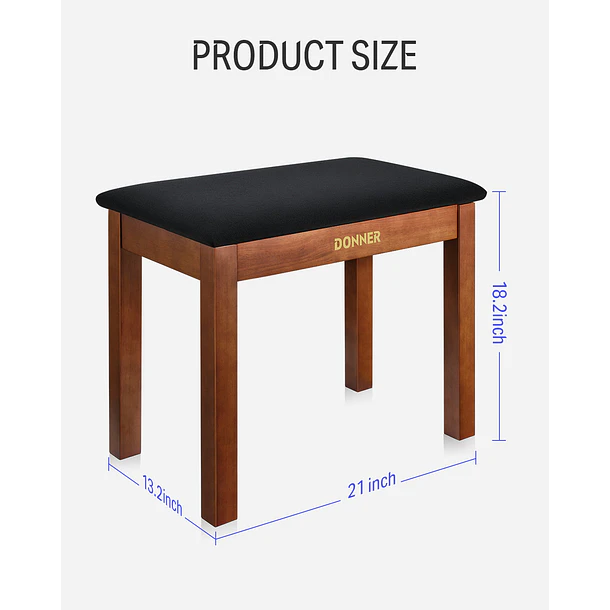 Donner DKB-10 Banco para Piano de Madera Maciza con Almacenamiento Marrón EC6634 7