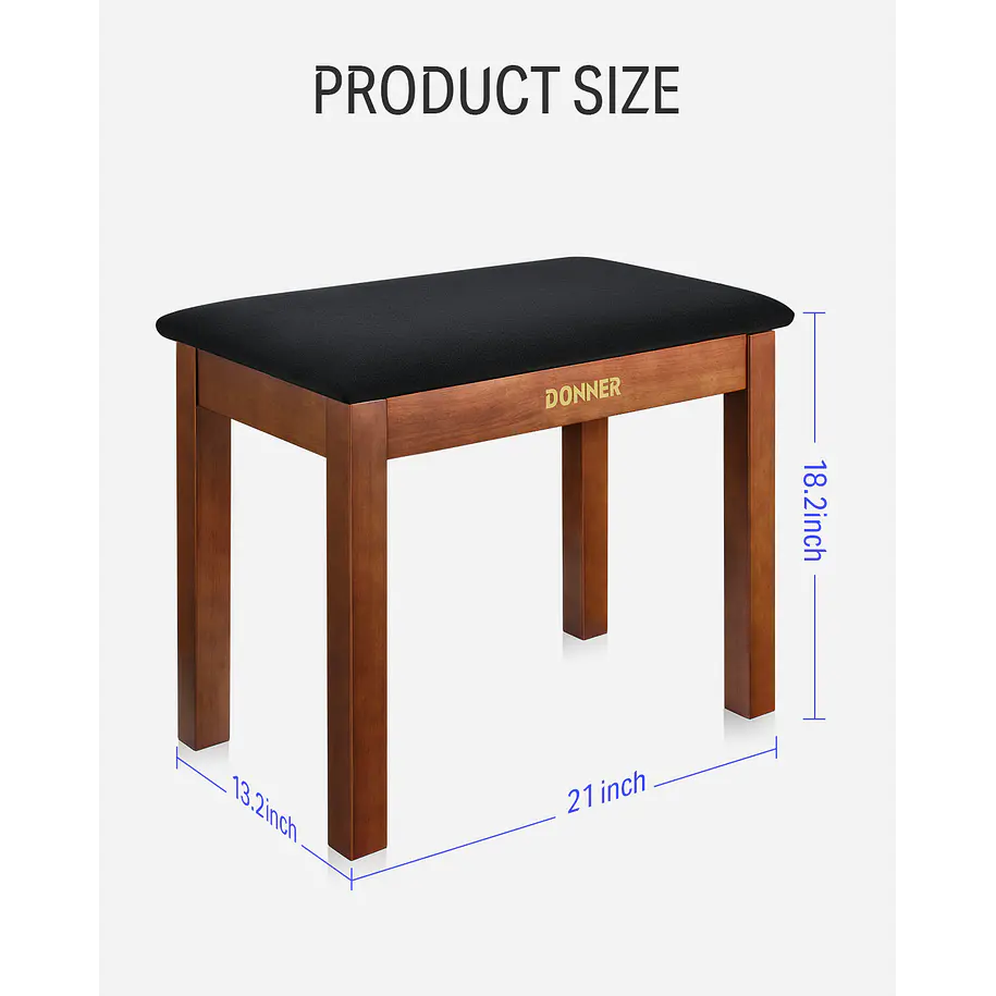 Donner DKB-10 Banco para Piano de Madera Maciza con Almacenamiento Marrón EC6634 7