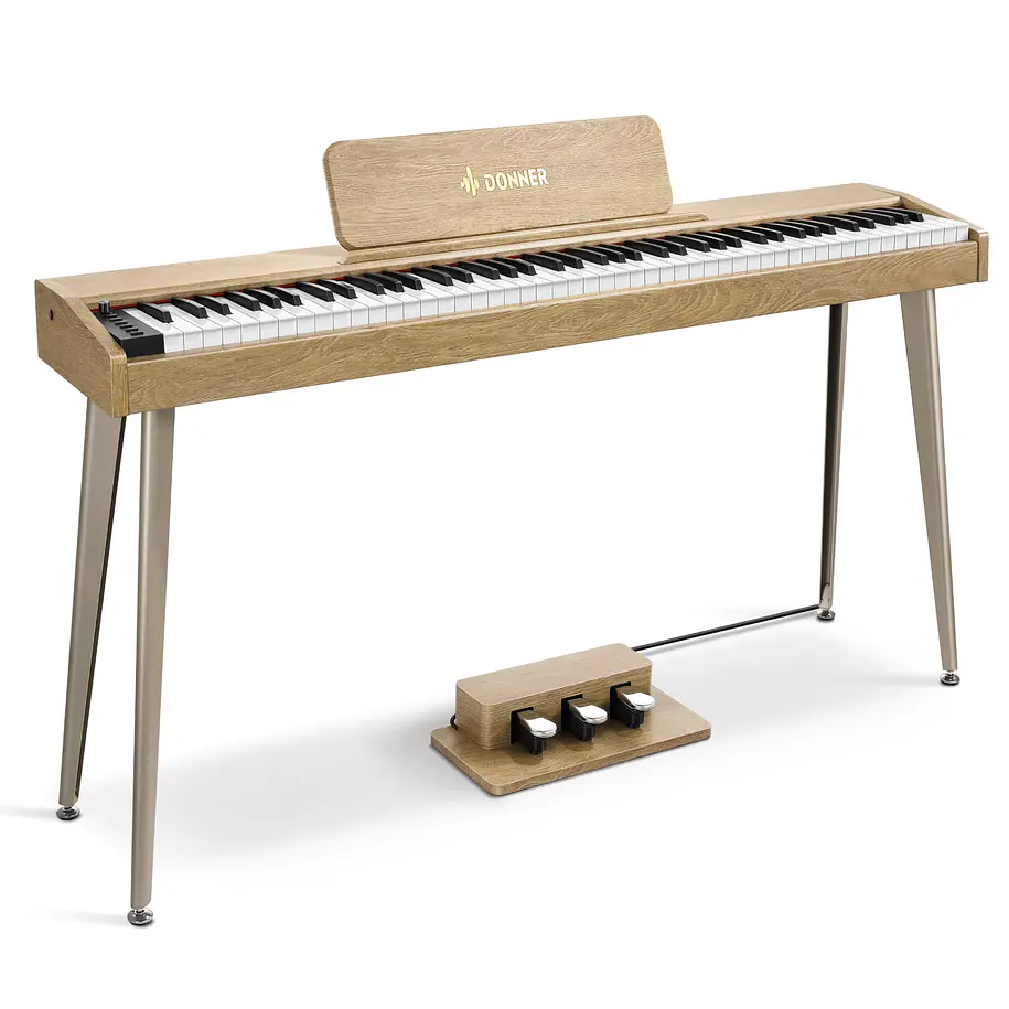 Donner DDP-60 Piano Digital Vertical 88 Teclas Semipesadas con 3 Pedales Natural EC6680 1