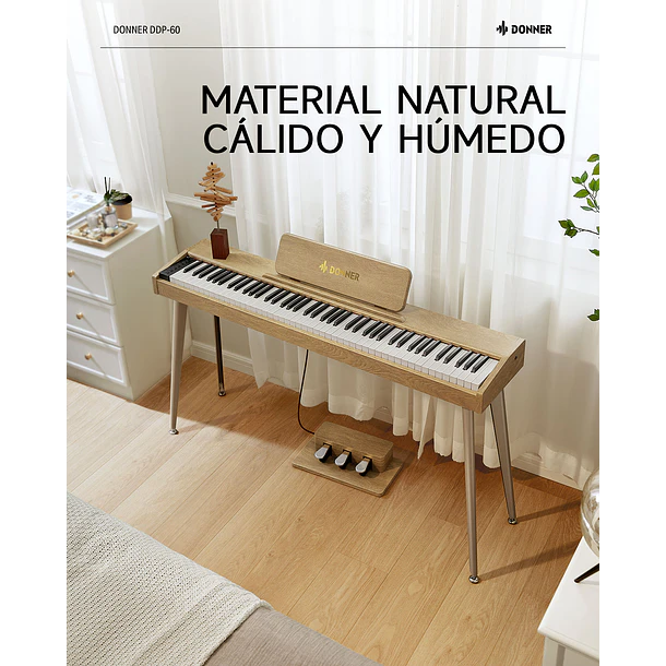 Donner DDP-60 Piano Digital Vertical 88 Teclas Semipesadas con 3 Pedales Natural EC6680 8