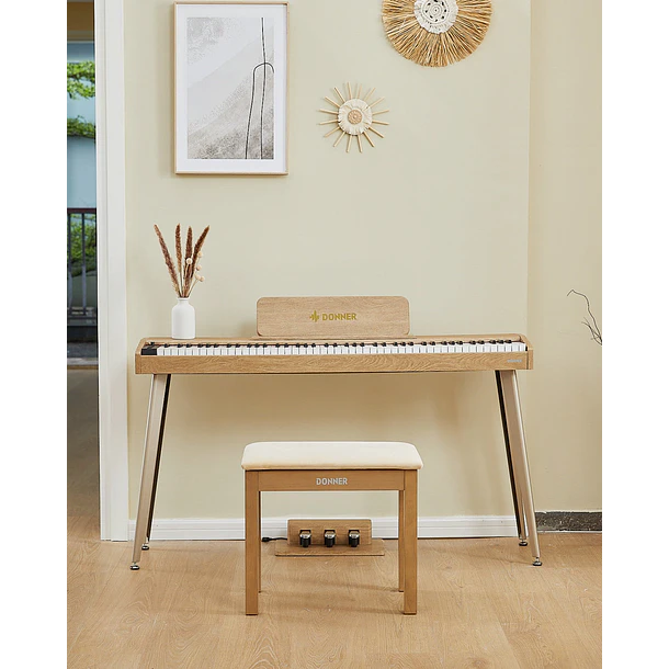 Donner DDP-60 Piano Digital Vertical 88 Teclas Semipesadas con 3 Pedales Natural EC6680 10