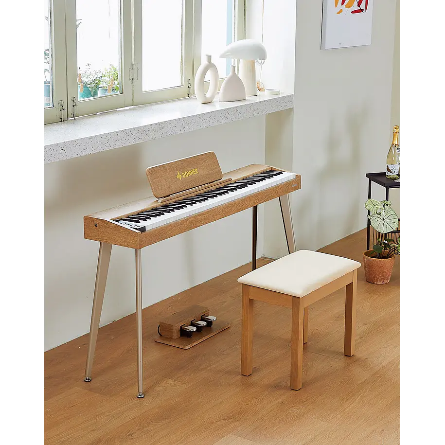 Donner DDP-60 Piano Digital Vertical 88 Teclas Semipesadas con 3 Pedales Natural EC6680 11