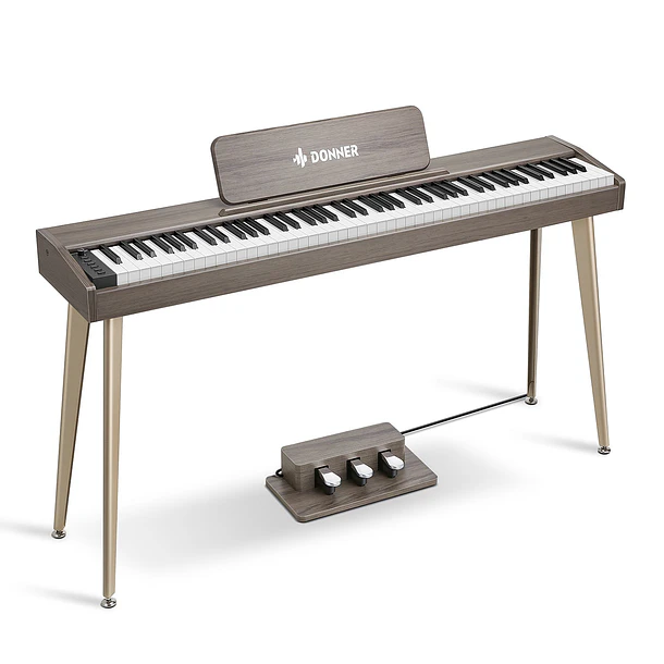 Donner DDP-60 Piano Digital Vertical 88 Teclas Semipesadas con 3 Pedales Gris Clásico EC6787 1