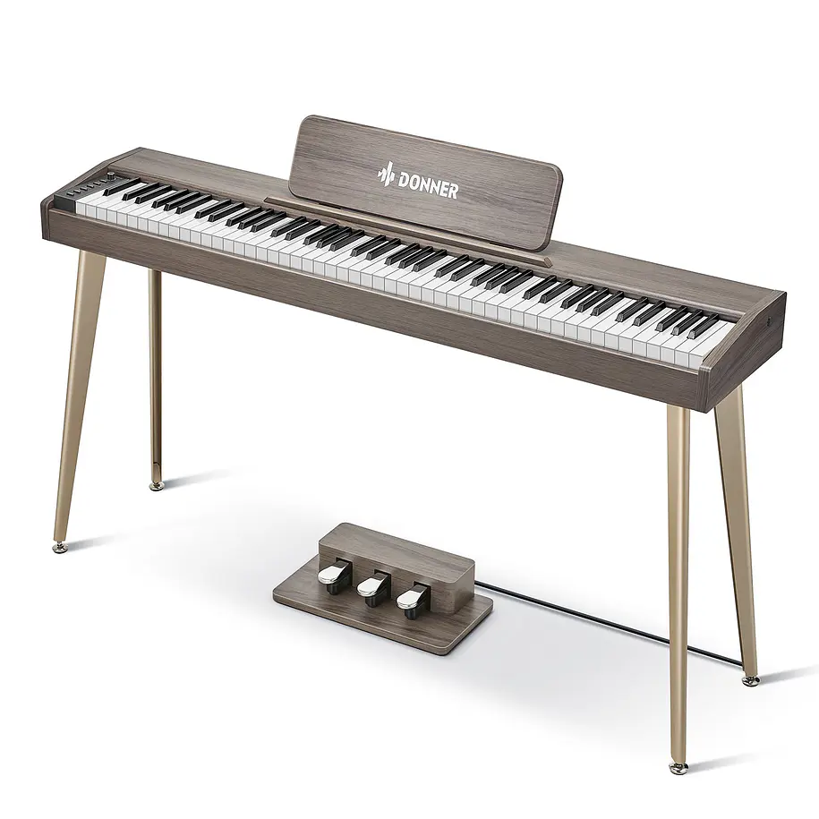 Donner DDP-60 Piano Digital Vertical 88 Teclas Semipesadas con 3 Pedales Gris Clásico EC6787 3