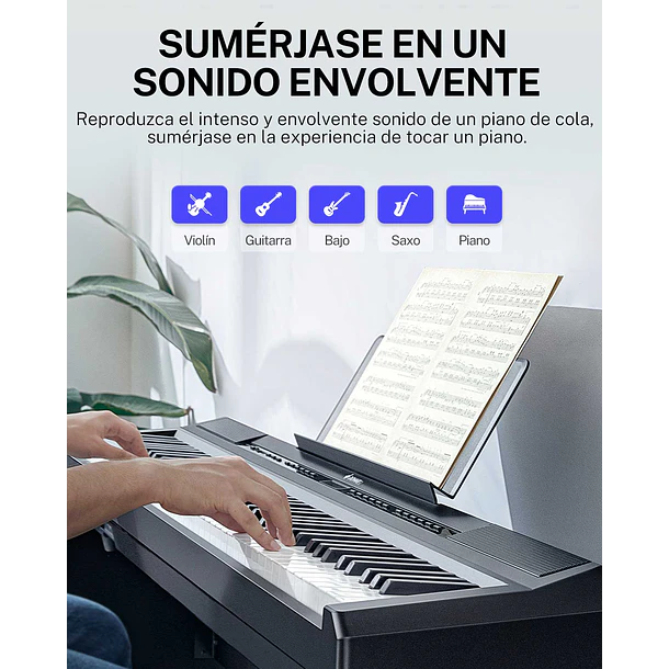 Donner DEP-20 Piano Digital 88 Teclas Acción de Martillo con Mueble y 3 Pedales Negro EC3061 7