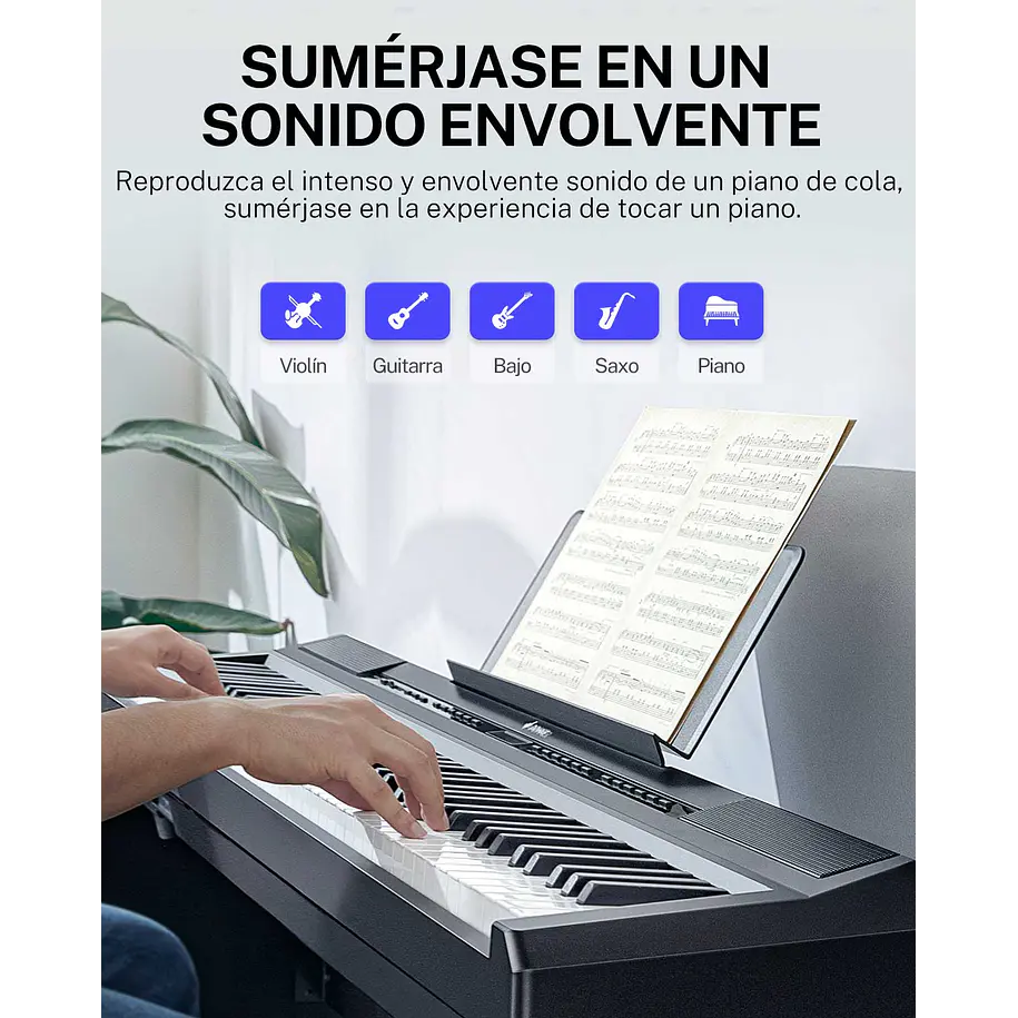 Donner DEP-20 Piano Digital 88 Teclas Acción de Martillo con Mueble y 3 Pedales Negro EC3061 7