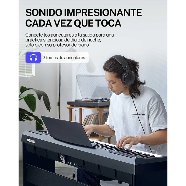 Donner DEP-20 Piano Digital 88 Teclas Acción de Martillo con Mueble y 3 Pedales Negro EC3061 9