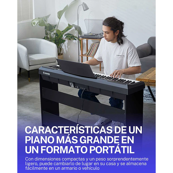 Donner DEP-20 Piano Digital 88 Teclas Acción de Martillo con Mueble y 3 Pedales Negro EC3061 10