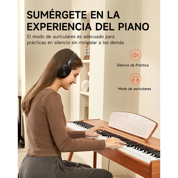 Donner DDP-80 Piano Digital 88 Teclas Acción de Martillo Graduada con Mueble Estilo Madera Natural EC3201 9