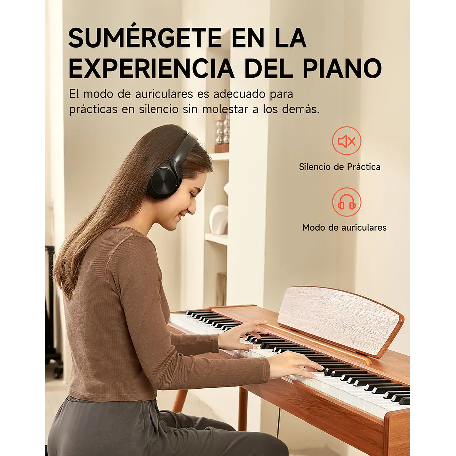 Donner DDP-80 Piano Digital 88 Teclas Acción de Martillo Graduada con Mueble Estilo Madera Natural EC3201 9