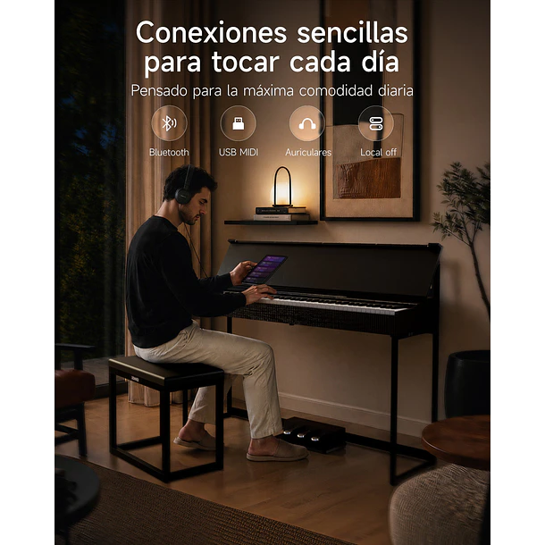Donner OURA S300 Piano Digital 88 Teclas Acción de Martillo Graduada con Mueble y Bluetooth EC7135 4